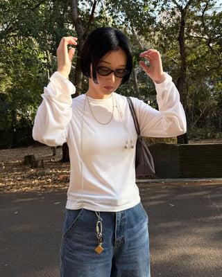 Brushed round neck T-shirt