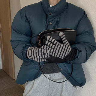Striped long gloves