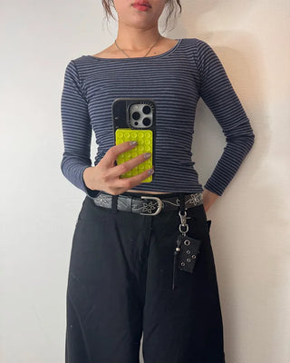 Striped boat neck t-shirt