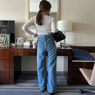 Wide-fit denim pants
