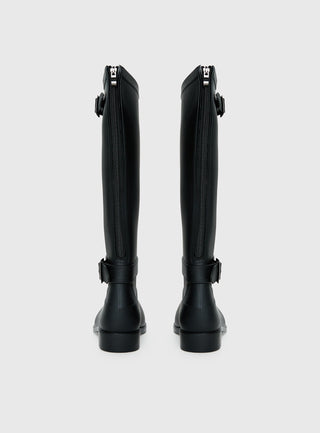 Elvera Buckle Detail Rubber Gumboots Black