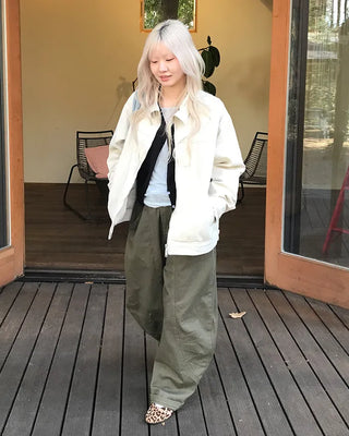 Side Yoke Wide Cotton Pants