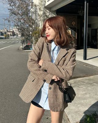 Oversized check jacket