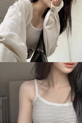 [5 colors] Striped Sleeveless