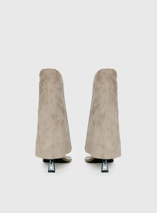 Catch The Light Faux Suede Open Toe Boots Tan