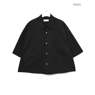 Basic cropped short-sleeved cotton shirt