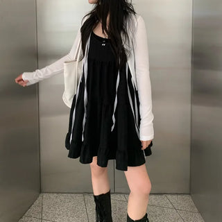 Cropped Tie Ribbon Cardigan