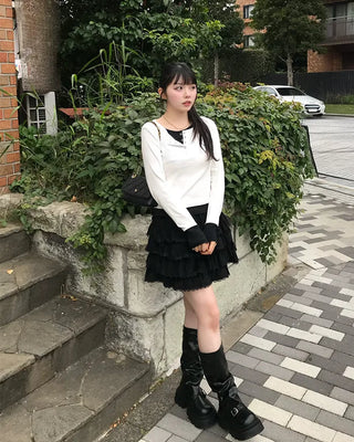 Layered long-sleeve T-shirt