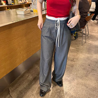Striped wide-fit pants