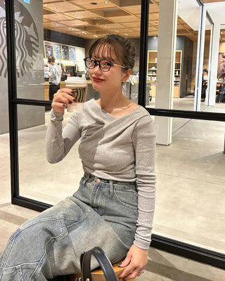 Gathered Slim Fit Long T-Shirt