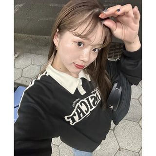 Double-line polo sweatshirt