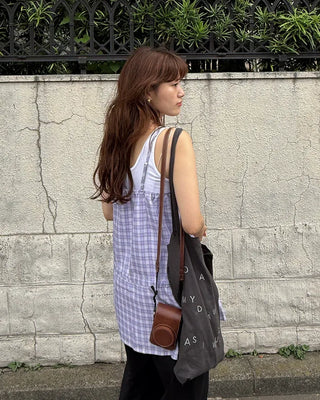String Check Camisole Mini Dress