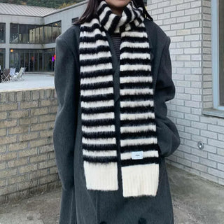 [Unisex] Striped Wool Maxi Scarf