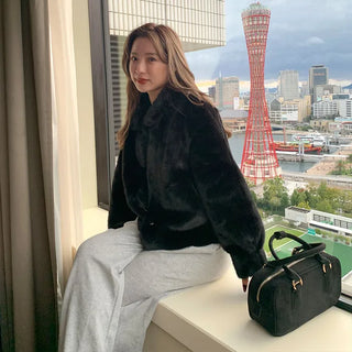 High-neck fur jacket