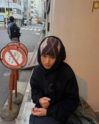 Argyle knit beanie