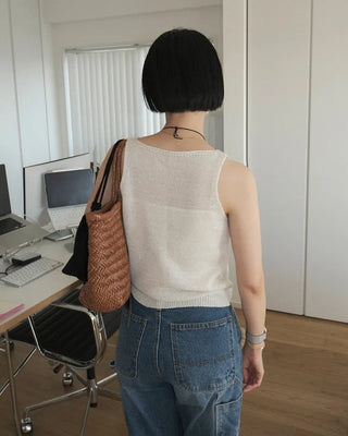 Linen knit sleeveless top