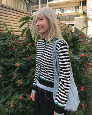 Two-tone striped cardigan