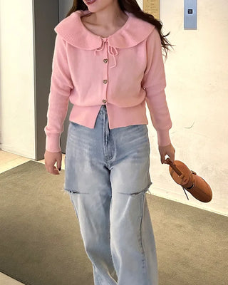 Ribbon Frill Collar Cardigan