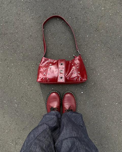 Square studded shoulder bag