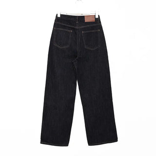 Non-faded wide denim pants