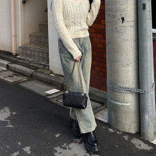 Fleece-lined wide-leg denim pants