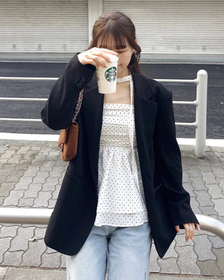 Scarf set with polka dot design sleeveless top