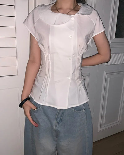 Big collar asymmetrical blouse