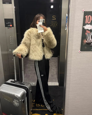 Crop fur jacket