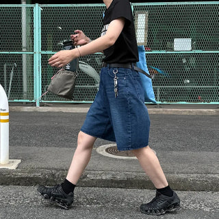 D-ring Bermuda denim pants