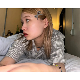 Silver ribbon hair clip