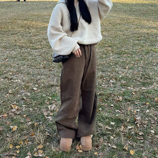Straight-leg fleece-lined pants
