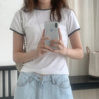 Modal bicolor short-sleeved T-shirt