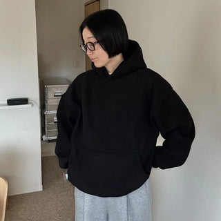 Brushed oversized corduroy hoodie