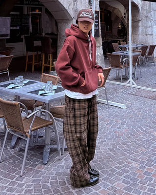 Big check wide pants