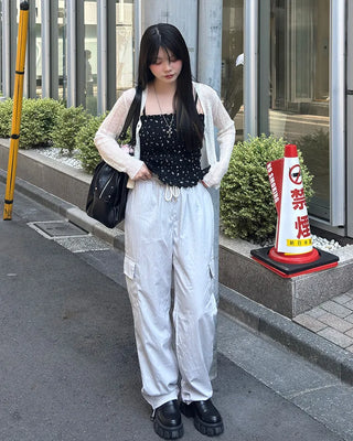 Cargo waist drawstring pants