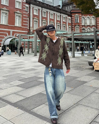 Mohair Argyle Cardigan