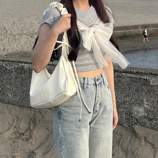Shirring Strap Square Bag