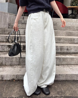 Wide-leg pants with back button detail