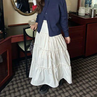 Ribbon long tiered skirt