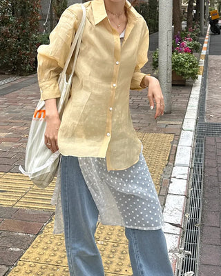 See-through side ribbon shirt