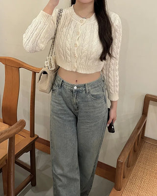 Crop Cable Knit Cardigan