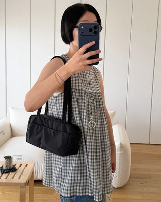 Checked long blouse