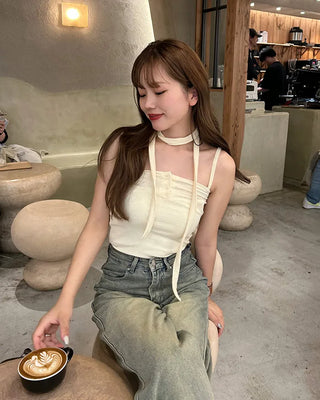 (Set) Button Scarf Sleeveless