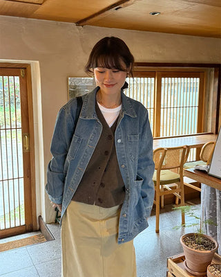 Denim pocket single jacket