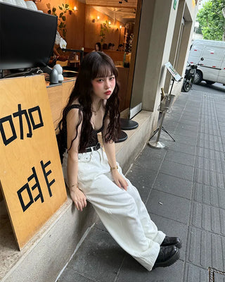 Ribbon back pocket balloon pants
