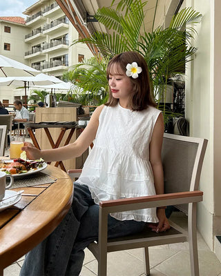 Embroidered ruffle blouse