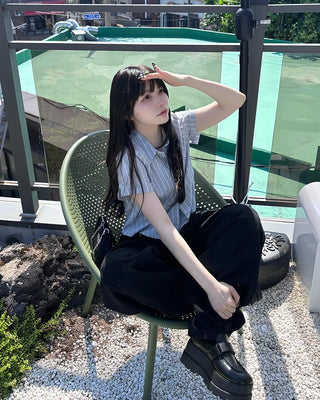 Striped short-sleeved shirt