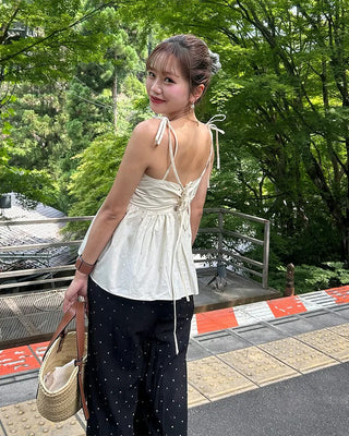 Shoulder ribbon camisole blouse