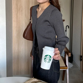 Ribbed Open Cardigan