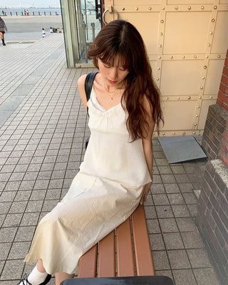 Frilled tie sleeveless dress